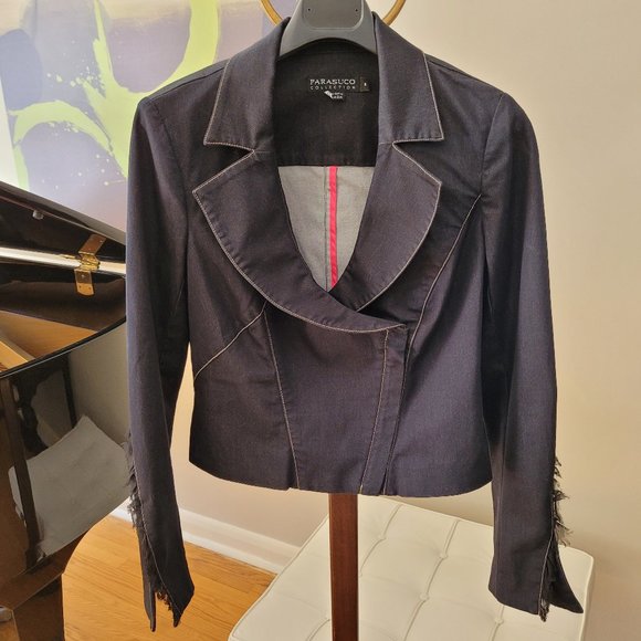 SOLD - Vintage Parasuco Dark Wash Jean Jacket US 10 - Picture 1 of 14